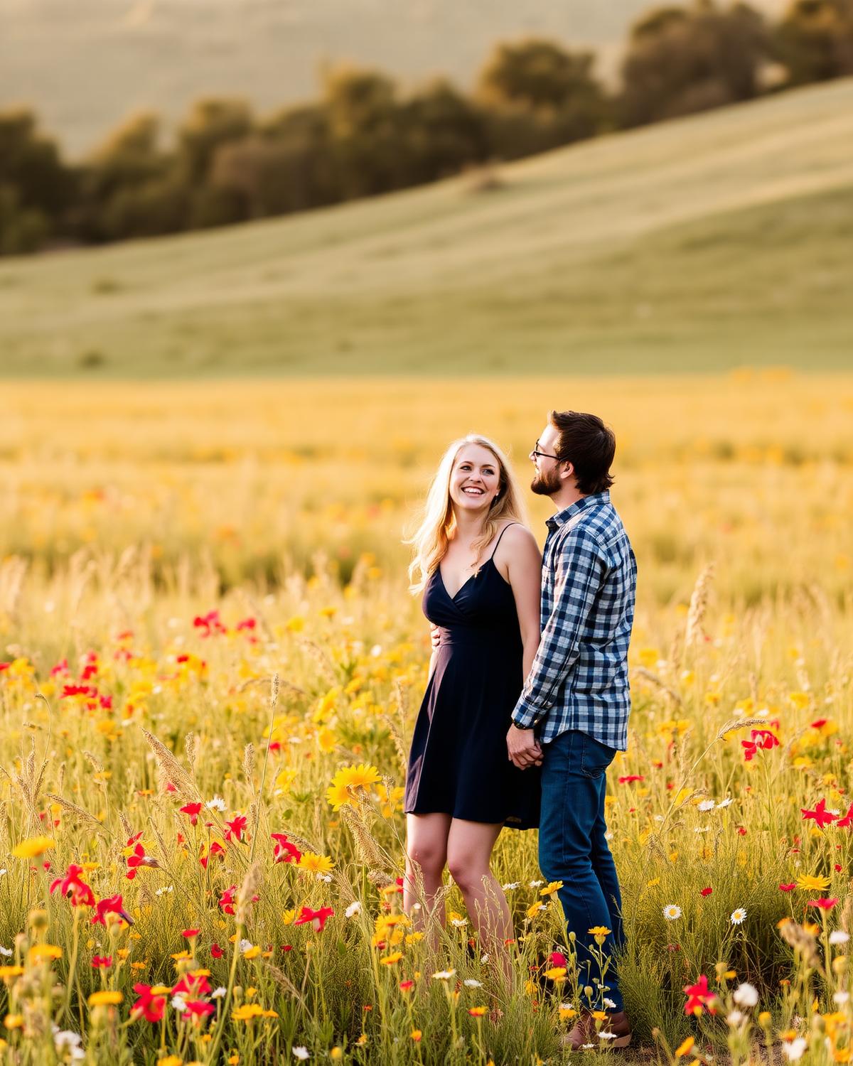 Engagement in wildflower field